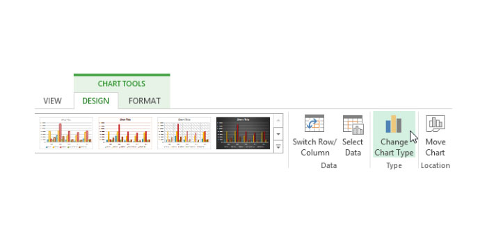 تغییر نوع نمودار اکسل