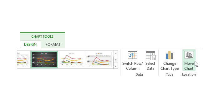 تغییر جای نمودار اکسل