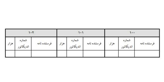 نمونه دفتر اندکس