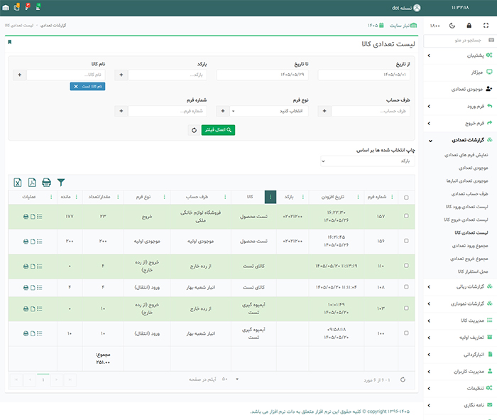 گزارشات انبار